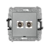 ICON Mechanizm gniazda antenowego podwójnego typu F (SAT) niklowany, bez pola opisowego srebrny meta