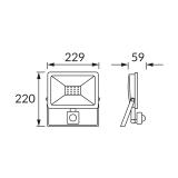 Naświetlacz SMD LED z czujnikiem ruchu KROMA LED S 50W GREY 6500K