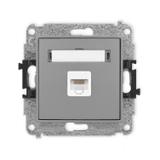 ICON Mechanizm gniazda komputerowego pojedynczego 1xRJ45, kat. 5e, 8-stykowy szary mat