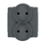 DECO Mechanizm gniazda podwójnego do ramki bez uziemienia 2x2P (przesłony torów prądowych) grafitowy