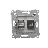 Simon 54 Gniazdo komputerowe RJ45 kategoria 5e + telefoniczne RJ12 srebrny mat D5T.01/43 KONTAKT