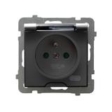 AS Gniazdo bryzgoszczelne z uziemieniem IP-44 z przesłonami torów prądowych wieczko przezroczyste -