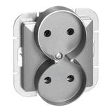 Gniazdo podwójne podtynkowe 2x2P+Z Pearl, 16A, 250V, PT-6 PR, antracyt