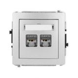 DECO Mechanizm gniazda komputerowego podwójnego 2xRJ45, kat. 6, ekranowany, 8-stykowy srebrny metali