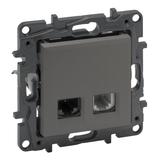 Niloe Step - Gniazdo Rj11 + Rj45 Kat. 6 Utp- Kolor Stalowy 863456 LEGRAND