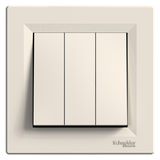 Asfora, łącznik potrójny z ramką, kremowy