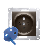 Simon 54 Gniazdo DATA z kluczem uprawniającym 16A z. śrub. brąz mat