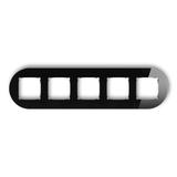 ICON Ramka uniwersalna pięciokrotna okrągła - efekt szkła (ramka: czarna; spód: czarny) czarny