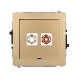 DECO Mechanizm gniazda podwójnego RCA, bez pola opisowego (typu cinch - biały i czerwony, pozłacany)