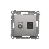 Simon 54 Gniazdo antenowe typu ''F'' + RJ45 kat.6 srebrny mat DASFRJ45.01/43 KONTAKT