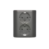 Simon 54 Gniazdo podwójne Schuko p/t z przesłonami wersja skandynawska 16A z. śrub. antracyt