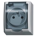 FALA Gniazdo pojedyncze z uziemieniem wieczko przezroczyste - kolor biały