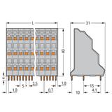 3-piętrowa listwa do pł. drukowanych 8-bieg. szara raster 5 mm /24szt./ WAGO