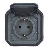 NOWE PLEXO - GN. SCHUKO 2P+Z ZACISKI ŚRUB KOMPLET PODTYNKOWY 16A-250V ANTRACYT 069859L LEGRAND