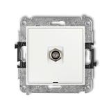 MINI Mechanizm gniazda antenowego pojedynczego typu F (SAT) niklowany, bez pola opisowego biały mat