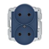 MINI Gniazdo podwójne do ramki bez uziemienia 2x2P (bez przesłon torów prądowych) navy blue 64MGPR-2 KARLIK