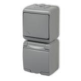 JUNIOR Łącznik schodowy z gniazdem pojedynczym z uziemieniem 2P+Z (klapka popielata; bez przesłon) 1