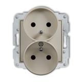 ICON Mechanizm gniazda podwójnego do ramki z uziemieniem 2x(2P+Z) (przesłony torów prądowych) taupe