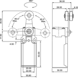 ŁĄCZNIK KRAŃCOWY (TWORZYWO) DŹWIGNIA Z ROLKĄ