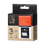 DRACO LED NEW 1,5W oprawa schodowa podtynkowa 12VDC 30lm 4000K czarny czujnik ruchu i zmierzch AD-OS