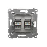 Simon 54 Gniazdo telefoniczne podwójne RJ12 srebrny mat DT2.01/43 KONTAKT