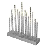 Dekoracje - świecznik srebrny 19 LED, 28 cm 3x AA ciepła biel, IP20, timer
