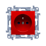 Simon 10 Gniazdo z/u pojedyncze z przesłonami 16A z. śrub. czerwone