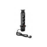 BIURKOWY PRZEDŁUŻACZ WPUSZCZANY 60MM, 3X GNIAZDO Z UZIEMIENIEM (CZARNY)