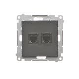 Simon 55 Gniazdo telefoniczne podwójne RJ12 Czarny mat