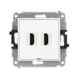 ICON Mechanizm gniazda podwójnego HDMI 2.0, bez pola opisowego biały mat