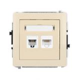 DECO Mechanizm gniazda telefonicznego pojedynczego 1xRJ11 + komputerowego pojedynczego 1xRJ45, kat.