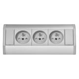 Gniazdo meblowe 3x2P+Z, szaro-srebrne