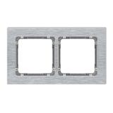 DECO Ramka uniwersalna podwójna - aluminium szczotkowane (ramka: srebrna; spód: grafitowy) srebrny