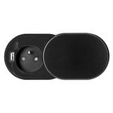 Gniazdo meblowe O6cm, wpuszczane w blat z przesuwną pokrywką, ładowarką USB i przewodem 1,9m, 1x2P+Z