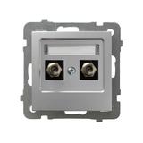 AS Gniazdo antenowe typu F podwójne - kolor srebro