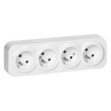 Gniazdo poczwórne natynkowy ToDo 2P+Z IP20, 16A, 230V AC, 16A, 230V AC, biały, 8 sztuk