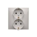 Simon 54 Gniazdo Schuko z przesłonami podwójne 16A z. śrub. biały