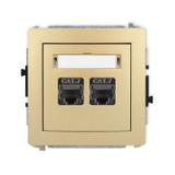 DECO Mechanizm gniazda komputerowego podwójnego 2xRJ45, kat. 7, ekranowany, 8-stykowy złoty