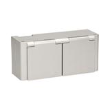 Gniazdo meblowe podszafkowe z klapką, IP44, 2x2P+Z, srebrne