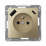 Gniazdo pojedyncze z uziemieniem z ładowarką A+C IMPRESJA ZŁOTY