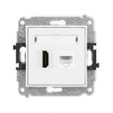 ICON Mechanizm gniazda pojedynczego HDMI 2.0 + gniazda komp. poj. 1xRJ45, kat. 5e, 8-stykowy biały m