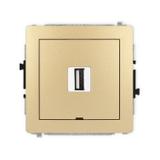 DECO Mechanizm gniazda pojedynczego USB A-A 2.0, bez pola opisowego złoty