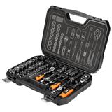 Klucze nasadowe 1/2", 1/4", zestaw 73 szt., CrV