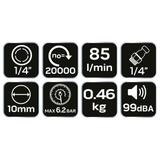 Szlifierka kątowa pneumatyczna 1/4";1/8" - 6 mm/3mm, 20 000 rpm