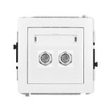 DECO Mechanizm gniazda antenowego podwójnego typu F (SAT) niklowany biały mat