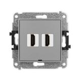 MINI Mechanizm gniazda podwójnego HDMI 2.0, bez pola opisowego szary mat