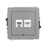 DECO Mechanizm gniazda telefonicznego pojedynczego 1xRJ11 + komputerowego pojedynczego 1xRJ45, kat.