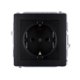DECO Mechanizm gniazda pojedynczego z uziemieniem SCHUKO 2P+Z (przesłony torów prądowych) czarny mat