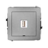 DECO Mechanizm ładowarki USB pojedynczej USB A, 10W max., 5V, 2A, bez pola opisowego srebrny metalik