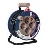 Przedłużacz bębnowy MINI 4 gniazda metalowy stojak polwinit H05VV-F 3x1mm2 długość 15m szary OR-AE-1